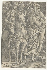Fragment einer Kreuzigung mit Johannes dem Evangelisten und Maria und Soldaten