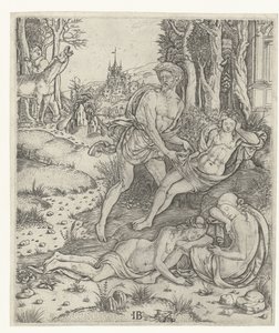 Priapus vergreift sich an Nymphe Lotis