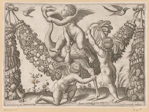 Drei Putti und ein Strauß