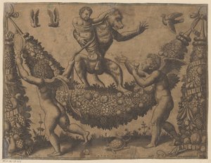 Putti, die einen Affen verspotten