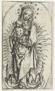 Madonna mit Sternenkrone und Rosenkranz auf der Mondsichel