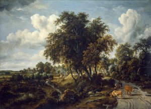 Bewaldete Landschaft: der Weg auf dem Deich von Meindert Hobbema