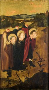 Die enthaupteten Heiligen Felix, Regula und Exuperantius auf dem Weg zur Grabstätte von Meister des Winkler Epitaphs