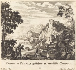 Istrien, Golf von Carnero von Melchior Küsel after Johann Wilhelm Baur