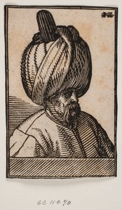 Büste eines bärtigen Mannes mit Turban, 3/4 Profil nach rechts von Melchior Lorck