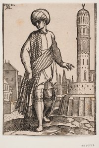 Eleganter junger Mann mit Turban und langem Schal von Melchior Lorck