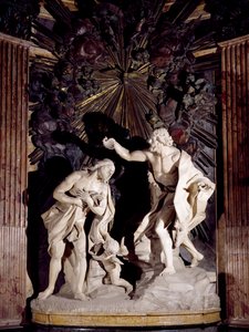 Marmorskulptur, die die Taufe Christi darstellt, Konkathedrale St. Johannes, Valletta, Malta von Melchiorre Cafa
