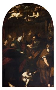 Die Hochzeit der Jungfrau Gemälde von Melchiorre Gherardini genannt il Ceranino (1607-1668) 1629-1632 Private Sammlung