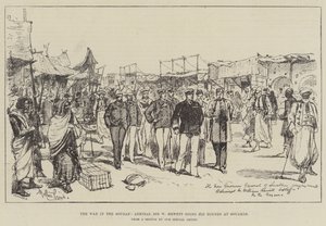 Der Krieg im Sudan, Admiral Sir W. Hewett bei seinen Rundgängen in Souakim von Melton Prior