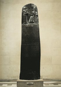 Gesetzescode von Hammurabi: Der Gott Shamash diktiert seine Gesetze an Hammurabi, König von Babylon