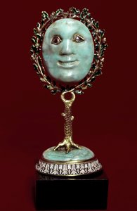 Mexikanische Kunst: Gesichtsmaske aus Türkispaste mit Diamantaugen. 17. Jahrhundert Florenz, Museo degli Argenti von Mexican School