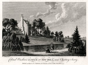 Colonel Onslows Lodge bei Try-Hill, in der Nähe von Chertsey, Surry, 1777