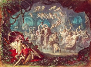 Bühnenbild für Tannhäuser-Aufführung von Richard Wagner im Münchner Nationaltheater