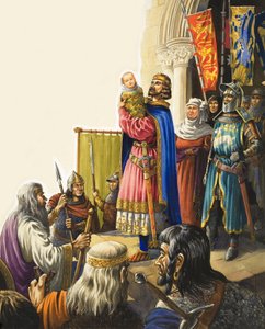 König Eduard I. (1239-1307) präsentiert seinen neugeborenen Sohn