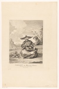 Man in kleermakerszit met draailier (Serie van Aziatische taferelen uit de collectie van het Château de la Muette) von Michel Aubert