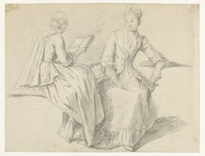 Studienblatt mit zwei sitzenden Mädchen von Michel Barthélémy Ollivier (possibly)