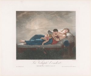 Personifizierung von Wollust (Voluptas) und Amor, schlafend in einem Bett