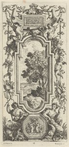 Ornamentales Paneel mit einer Meereslandschaft und einer Muschel