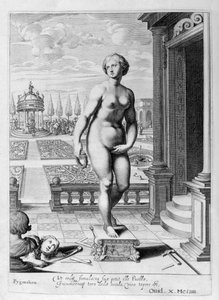 Pygmalion ist in eine Statue verliebt, die er gemacht hat, 1655