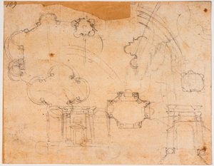Baupläne, Ansichten und Kuppelskizzen für die Sforza-Kapelle