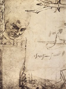 Gesicht, Zeichnung von Michelangelo, Kabinett der Zeichnungen und Drucke, Uffizien, Florenz von Michelangelo Buonarroti