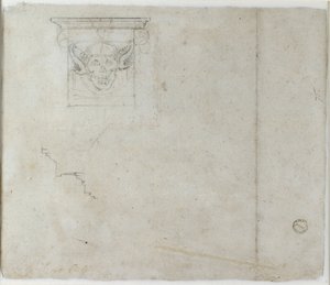 Studien von architektonischen Details und einer grotesken Maske, ca. 1490-1560 von Michelangelo Buonarroti