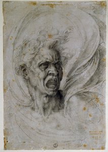 Studie des Kopfes eines schreienden Mannes. Zeichnung von Michelangelo Buonarroti von Michelangelo Buonarroti