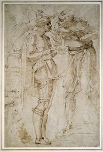 Drei Männer im Gespräch von Michelangelo Buonarroti