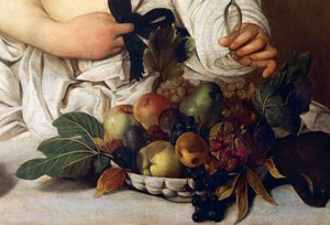 Bacchus, Detail mit Obstschale, ca. 1589