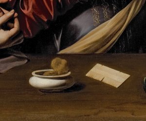 Detail der Bekehrung der Magdalena, ca. 1598 (Öl und Tempera auf Leinwand) von Michelangelo Merisi da Caravaggio