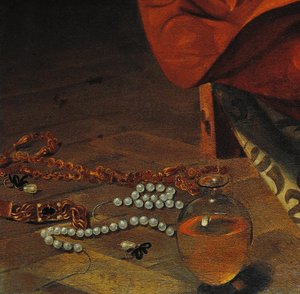 Detail der Büßerin Magdalena von Michelangelo Merisi da Caravaggio