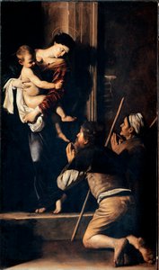 Madonna dei Pellegrini auch bekannt als Madonna di Loreto (Madonna des Pelerins oder Madonna de Lorette). Gemälde von Michelangelo Merisi genannt Il Caravaggio (Der Caravaggio) (1571-1610) 1603-1605
