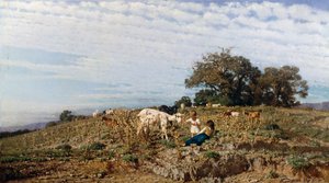 Landschaft mit Hirten und Ziegen von Michele Cammarano