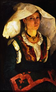 Frau in sardischer Tracht, ca. 1875, von Michele Cammarano von Michele Cammarano