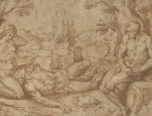 Adam und Eva trauern um den Tod Abels, ca. 1576