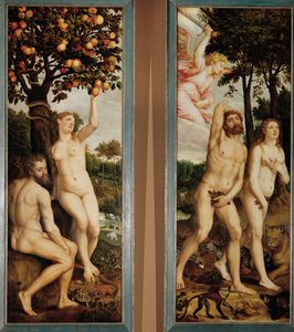 Der Sündenfall und die Vertreibung aus dem Paradies (zwei Flügel eines Altars)