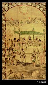 Die Eroberung Mexikos: Hernando Cortes befiehlt die Zerstörung der Schiffe und trifft die Botschafter von Montezuma im Jahr 1520