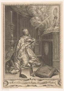 Maria Clementina Sobieska vor einem Altar von Miguel de Sorelló