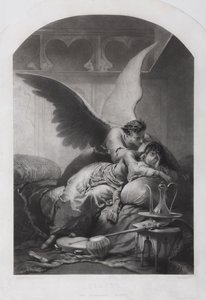 Tamara und Dämon. Illustration zum Gedicht Der Dämon von Mikhail Lermontov, um 1880 von Mihaly von Zichy