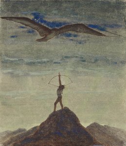 Das Zeichen des Schützen (aus dem Zyklus "Zodiac") von Ciurlionis, Mikalojus Konstantinas (1875-1911). Tempera auf Papier, Größe: 35,3x30,1 von Mikalojus Konstantinas Čiurlionis