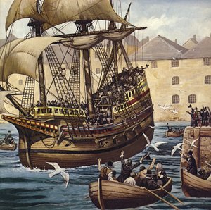 Westwärts Ho! Die Mayflower verlässt Plymouth Ho am 16. September 1620