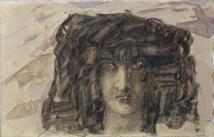 Dämonenkopf. Illustration zum Gedicht Der Dämon von Michail Lermontow, 1890-1891