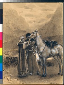 Der Abschied von Zara und Ismail - Illustration des Gedichts "Izmail-bey" von Mikhail Lermontov