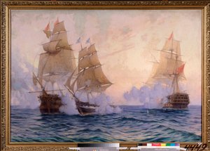 Der Schoner Mercury kämpft gegen zwei türkische Schiffe, 14. Mai 1829