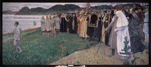 In Russland, die Volksseele. Gemälde von Mikhail Vasilyevich Nesterov (1862-1942), Öl auf Leinwand