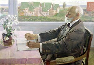 Ivan Petrovich Pavlov (1849-1936) in seinem Haus in Koltushy, nahe St. Petersburg, 1935 von Mikhail Vasilievich Nesterov
