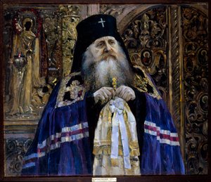 Porträt von Anton, Metropolit von Kiew und Galizien (1863-1936) - Öl auf Leinwand von Mikhail Vasilyevich Nesterov (1862-1942)