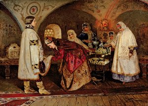 Zar Alexei Michailowitsch (1629-76) trifft seine Braut, Maria Miloslavsky, 1887 von Mikhail Vasilievich Nesterov