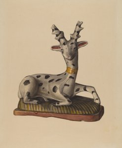 Kreidefigur Hirsch, ca. 1938 von Mina Lowry