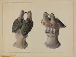 Kreidefiguren von Liebesvögeln, ca. 1937